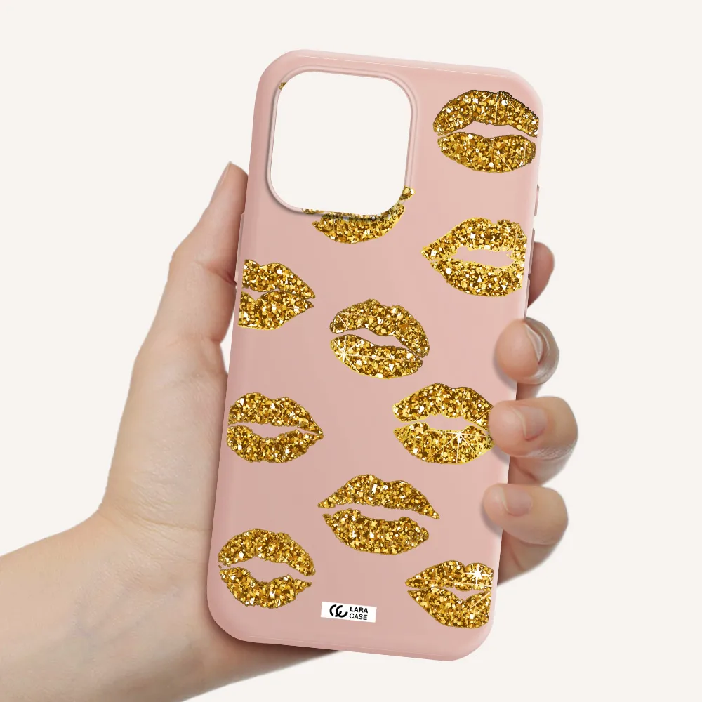 Glitter Lips Apple Iphone 16 Pro Max Silicone Pastel Pink Case