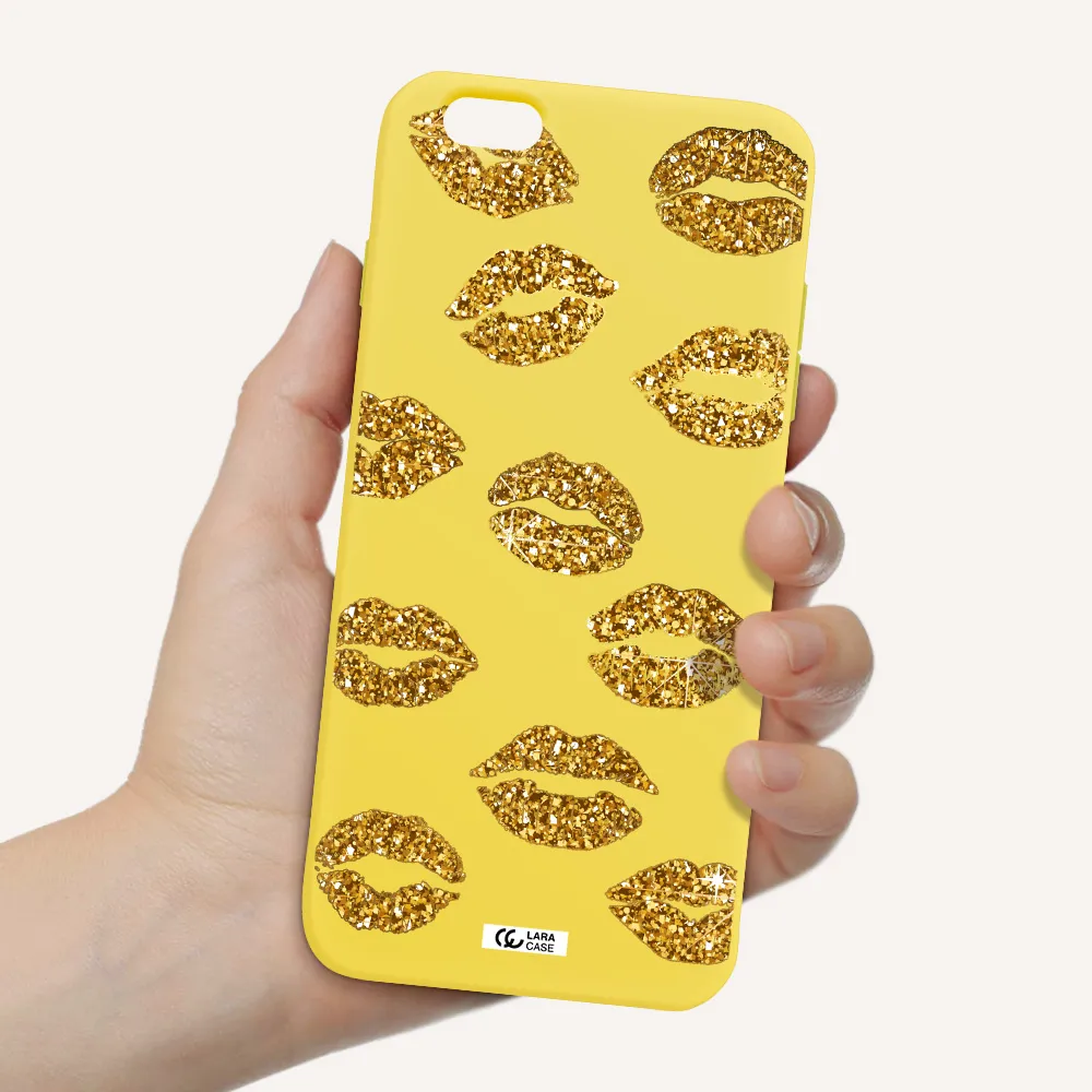 Glitter Lips Apple iPhone 6 plus Silicone canary yellow Case