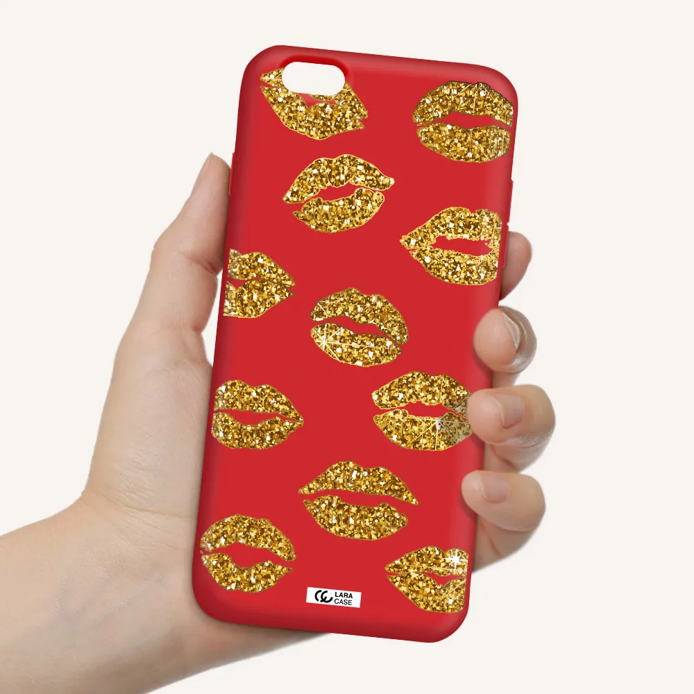 Glitter Lips Apple iPhone 6 plus Silicone Imperial Red Case