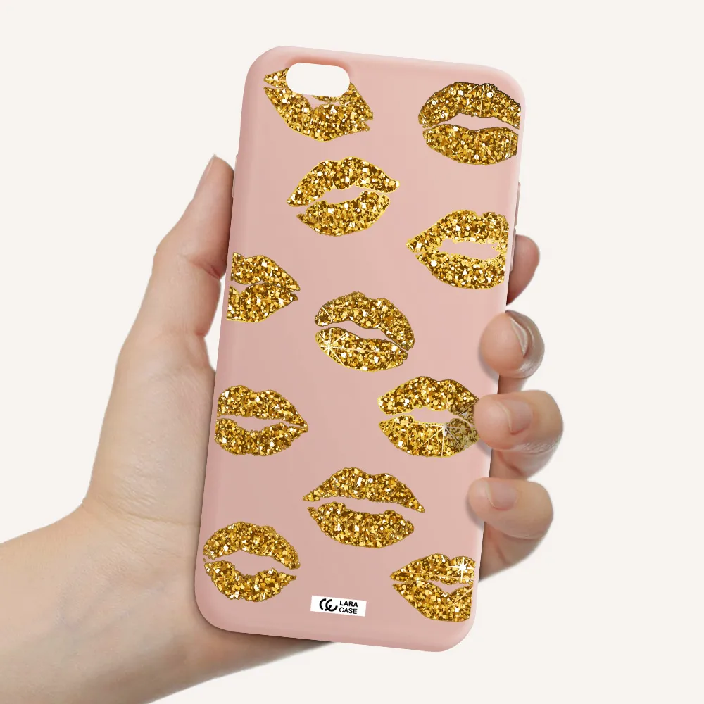 Glitter Lips Apple iPhone 6 plus Silicone pastel pink Case
