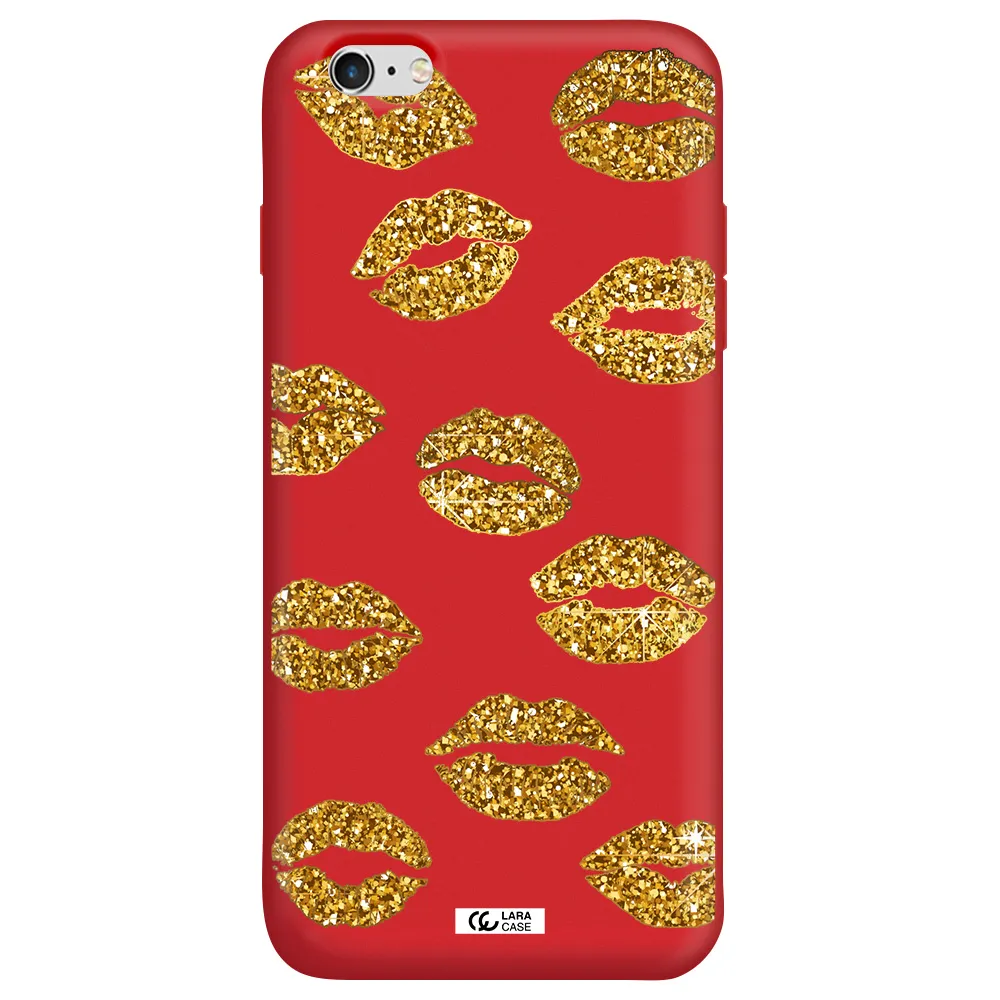Glitter Lips Apple iPhone 6 s plus Silicone Imperial Red Case