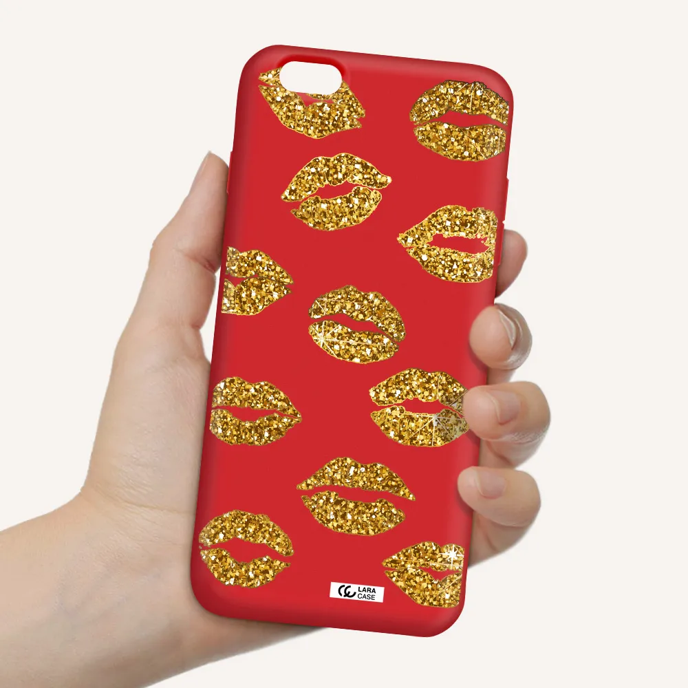 Glitter Lips Apple iPhone 6 s plus Silicone Imperial Red Case