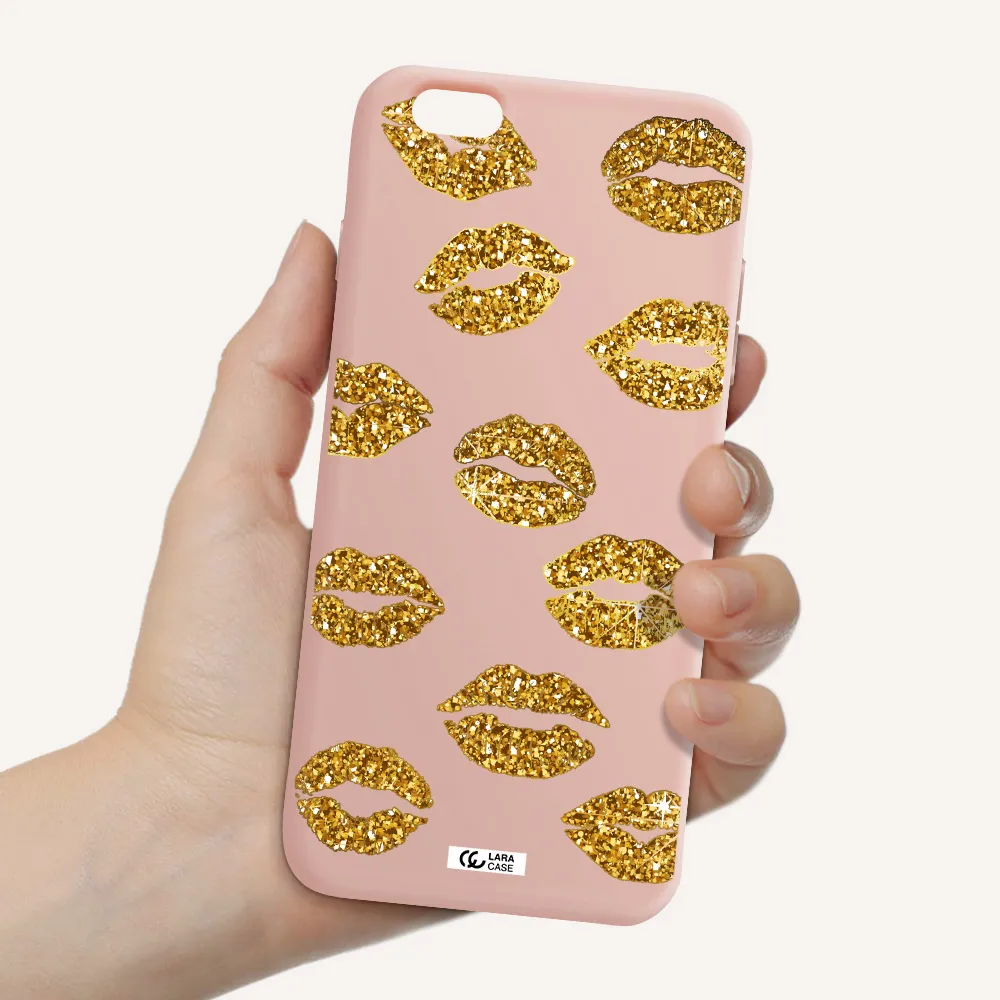 Glitter Lips Apple iPhone 6 s plus Silicone pastel pink Case