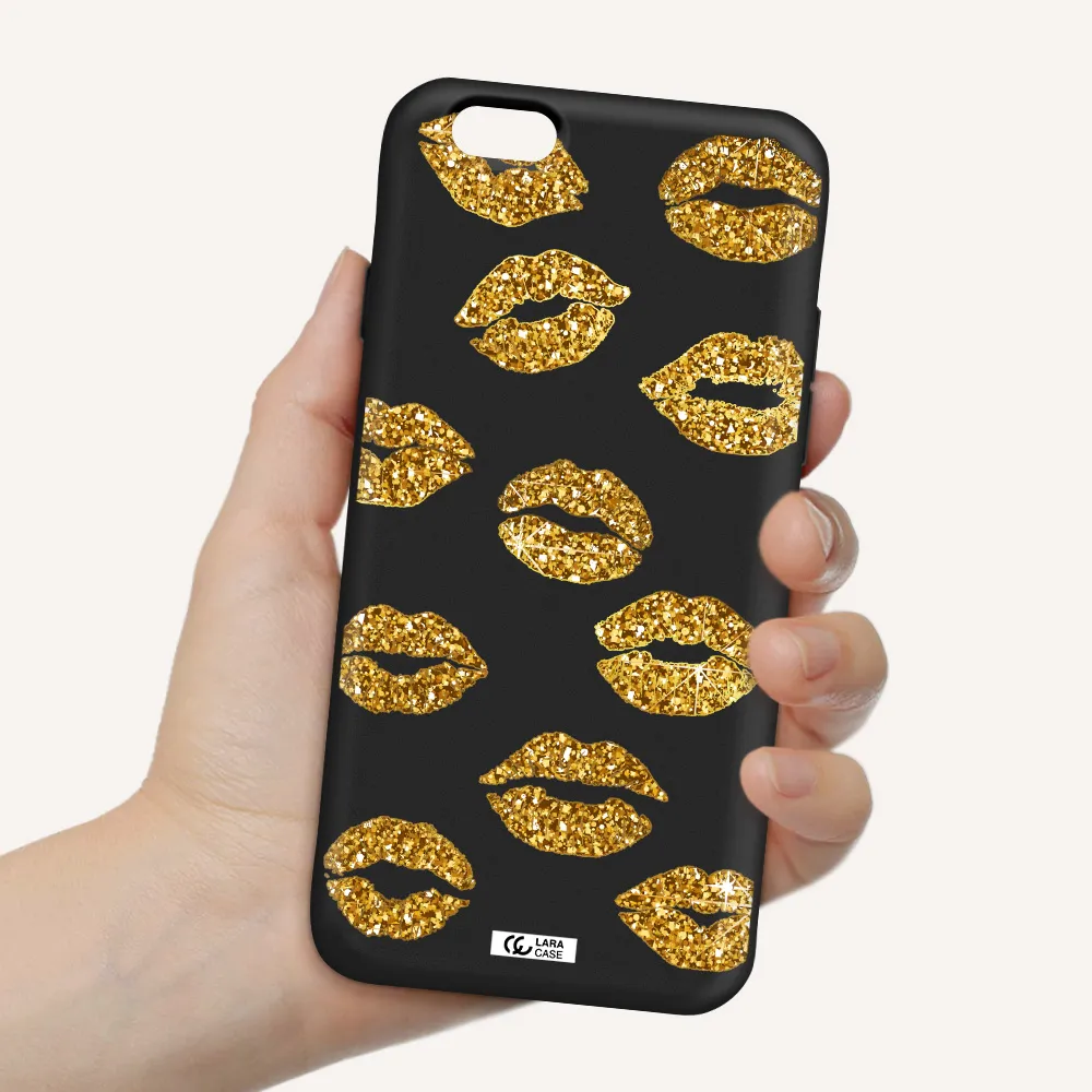 Glitter Lips Apple iPhone 6 Silicone black Case