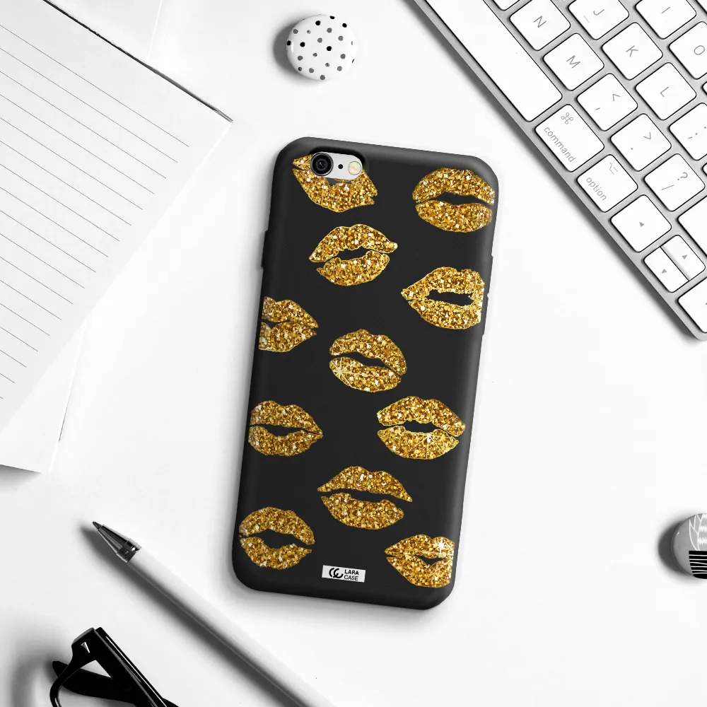 Glitter Lips Apple iPhone 6 Silicone black Case