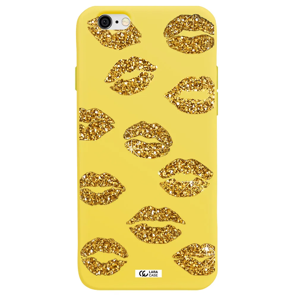 Glitter Lips Apple iPhone 6 Silicone canary yellow Case