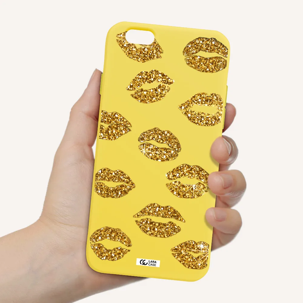 Glitter Lips Apple iPhone 6 Silicone canary yellow Case