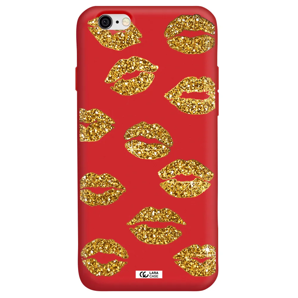 Glitter Lips Apple iPhone 6 Silicone Imperial Red Case