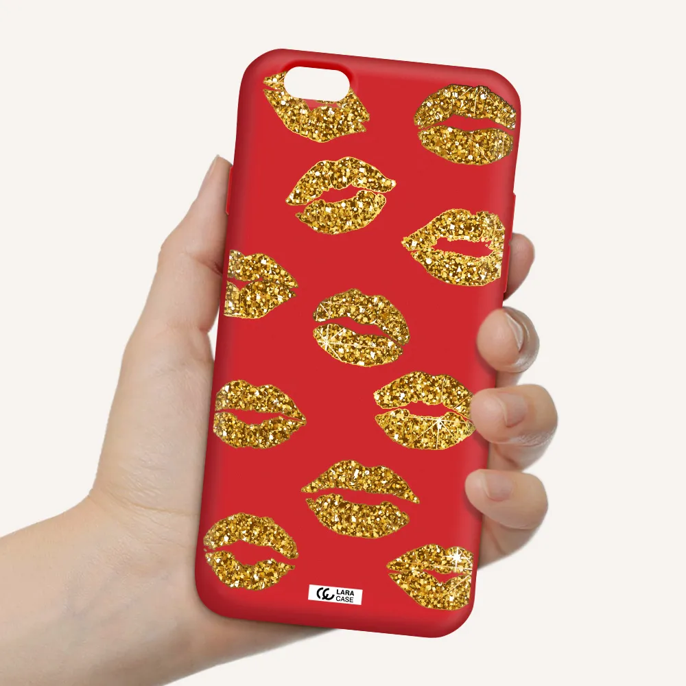Glitter Lips Apple iPhone 6 Silicone Imperial Red Case