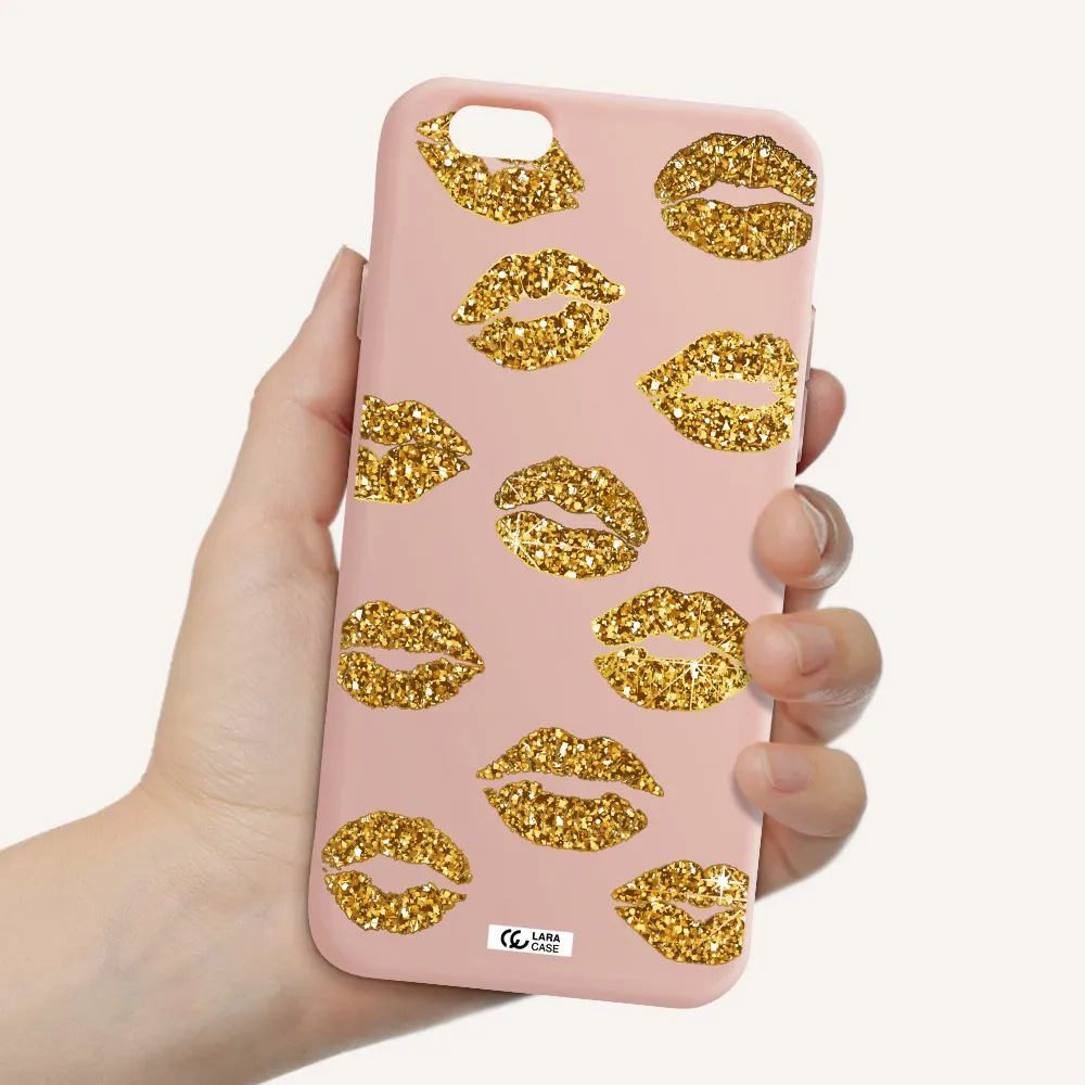 Glitter Lips Apple iPhone 6 Silicone pastel pink Case