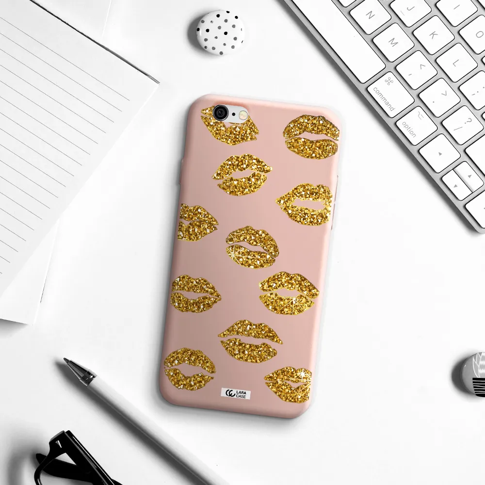 Glitter Lips Apple iPhone 6 Silicone pastel pink Case