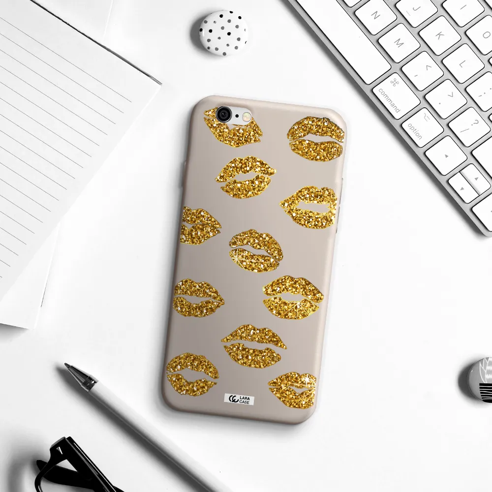 Glitter Lips Apple iPhone 6 Silicone Stone Case