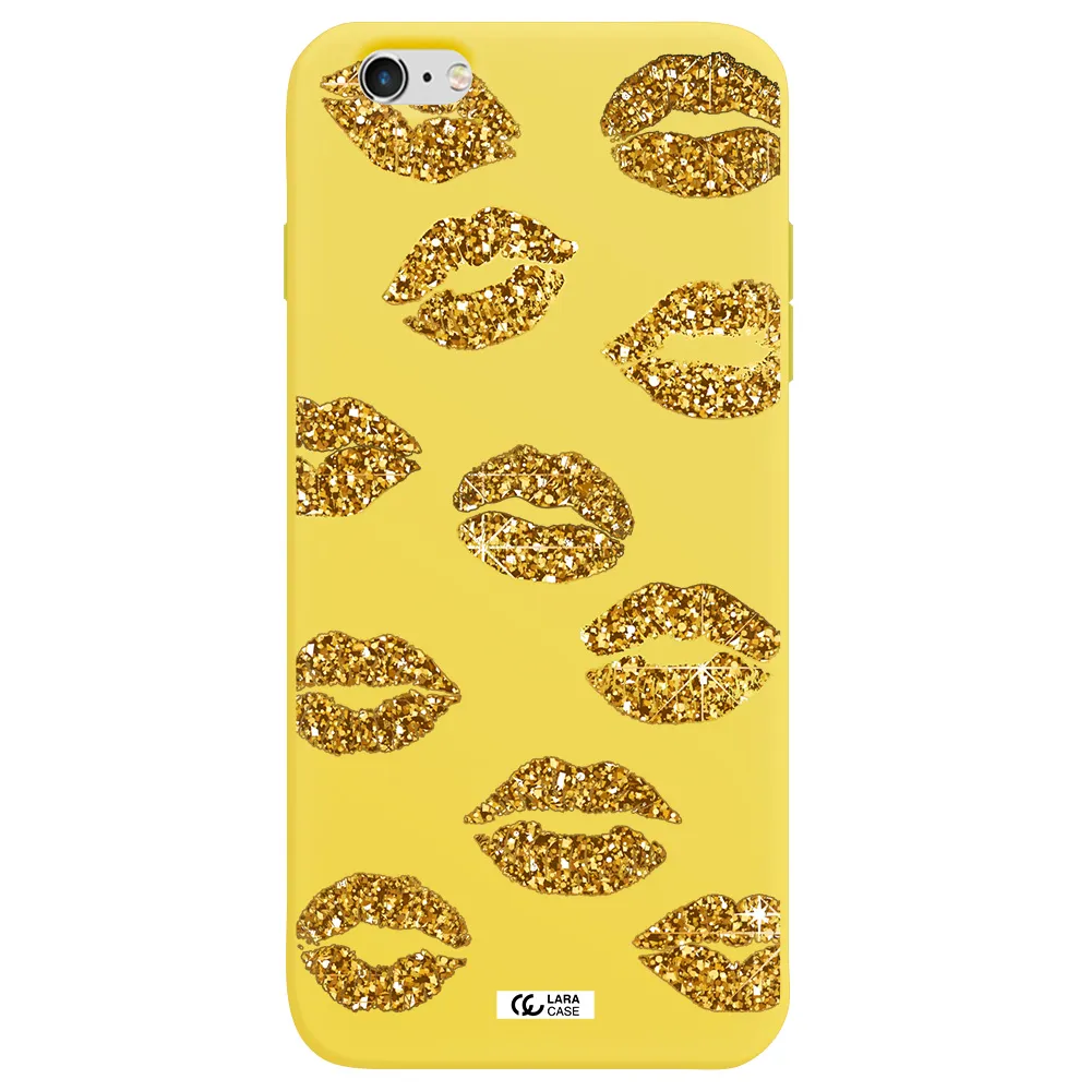Glitter Lips Apple iPhone 6S Silicone canary yellow Case
