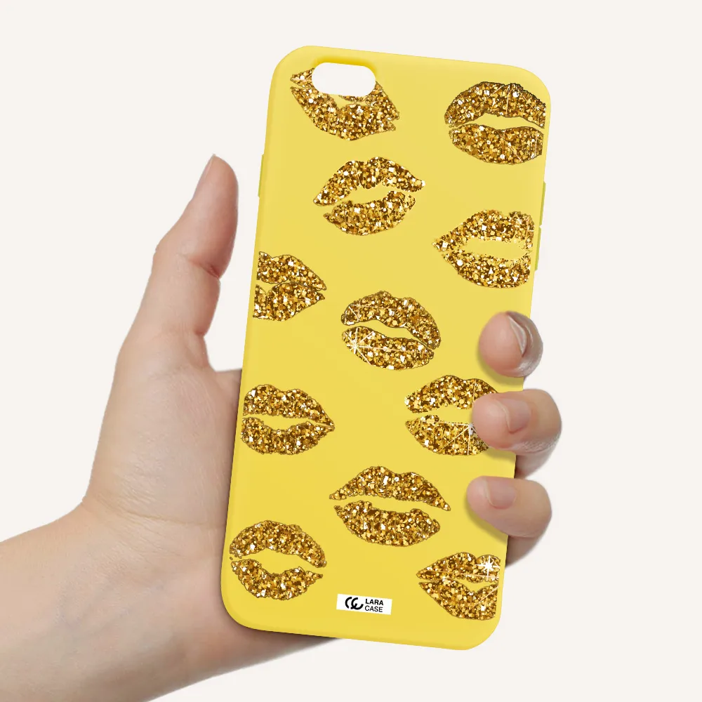 Glitter Lips Apple iPhone 6S Silicone canary yellow Case