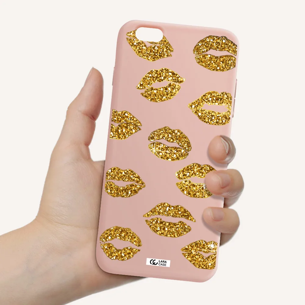 Glitter Lips Apple iPhone 6S Silicone pastel pink Case
