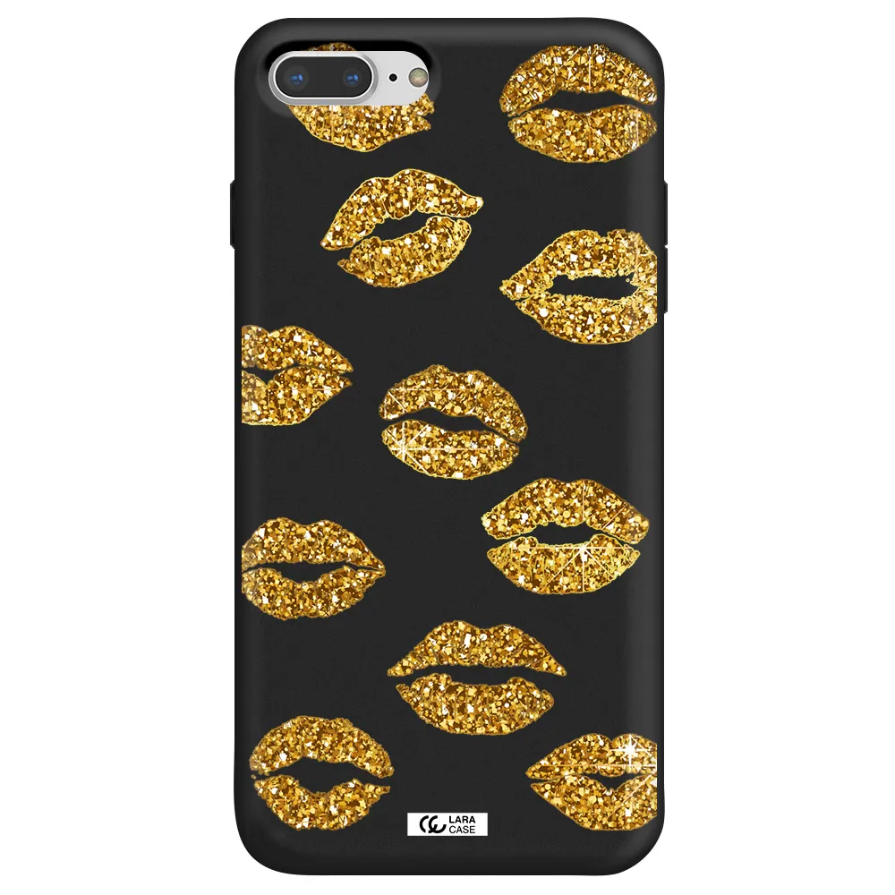 Glitter Lips Apple iPhone 7 plus Silicone black Case