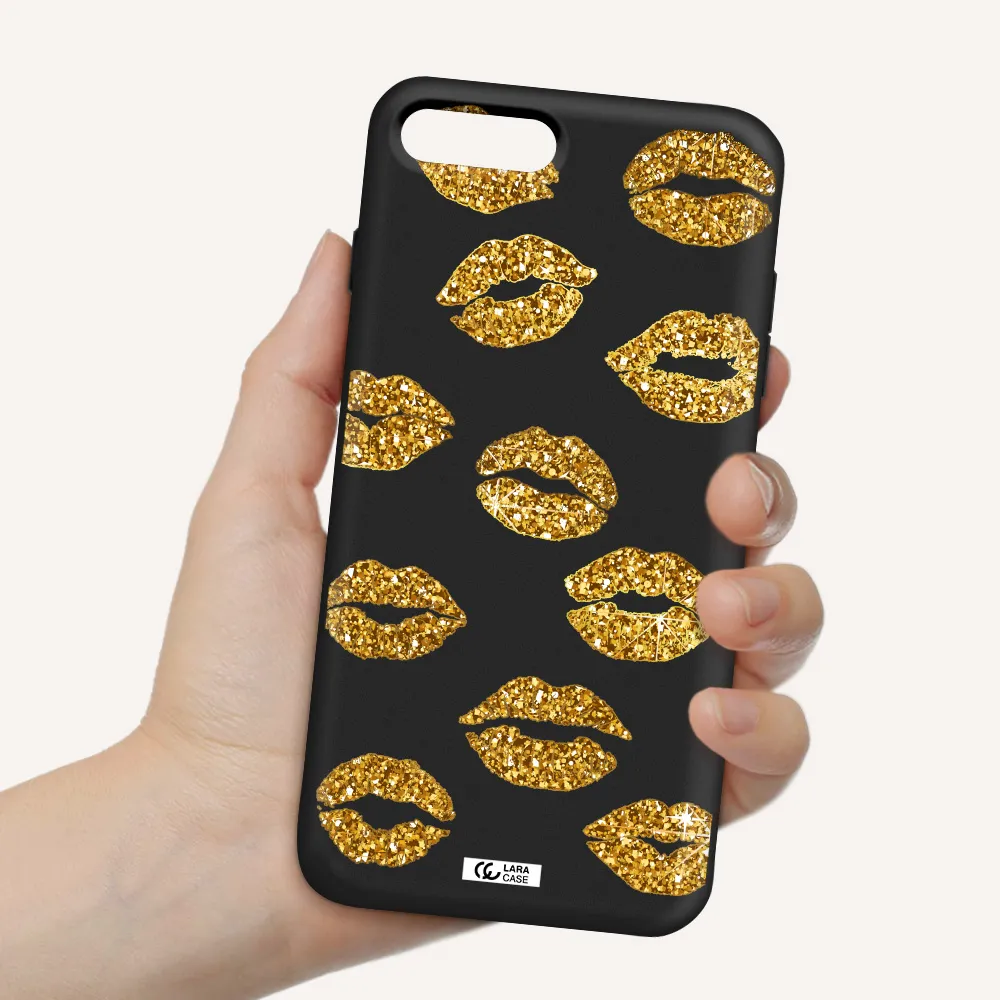 Glitter Lips Apple iPhone 7 plus Silicone black Case