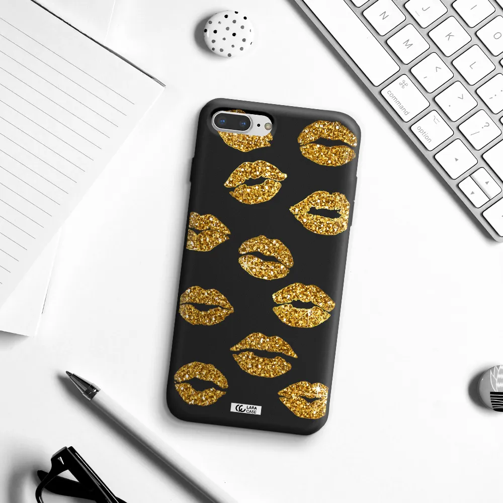 Glitter Lips Apple iPhone 7 plus Silicone black Case