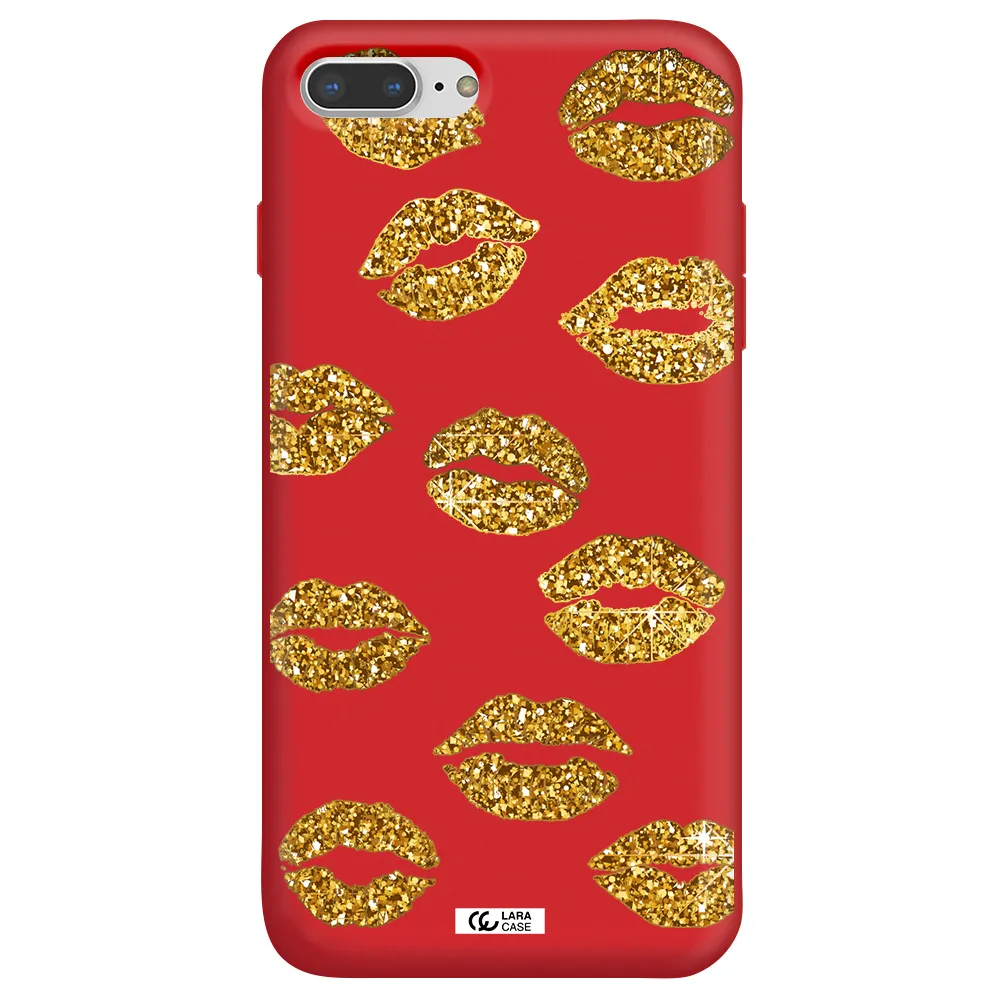 Glitter Lips Apple iPhone 7 plus Silicone Imperial Red Case