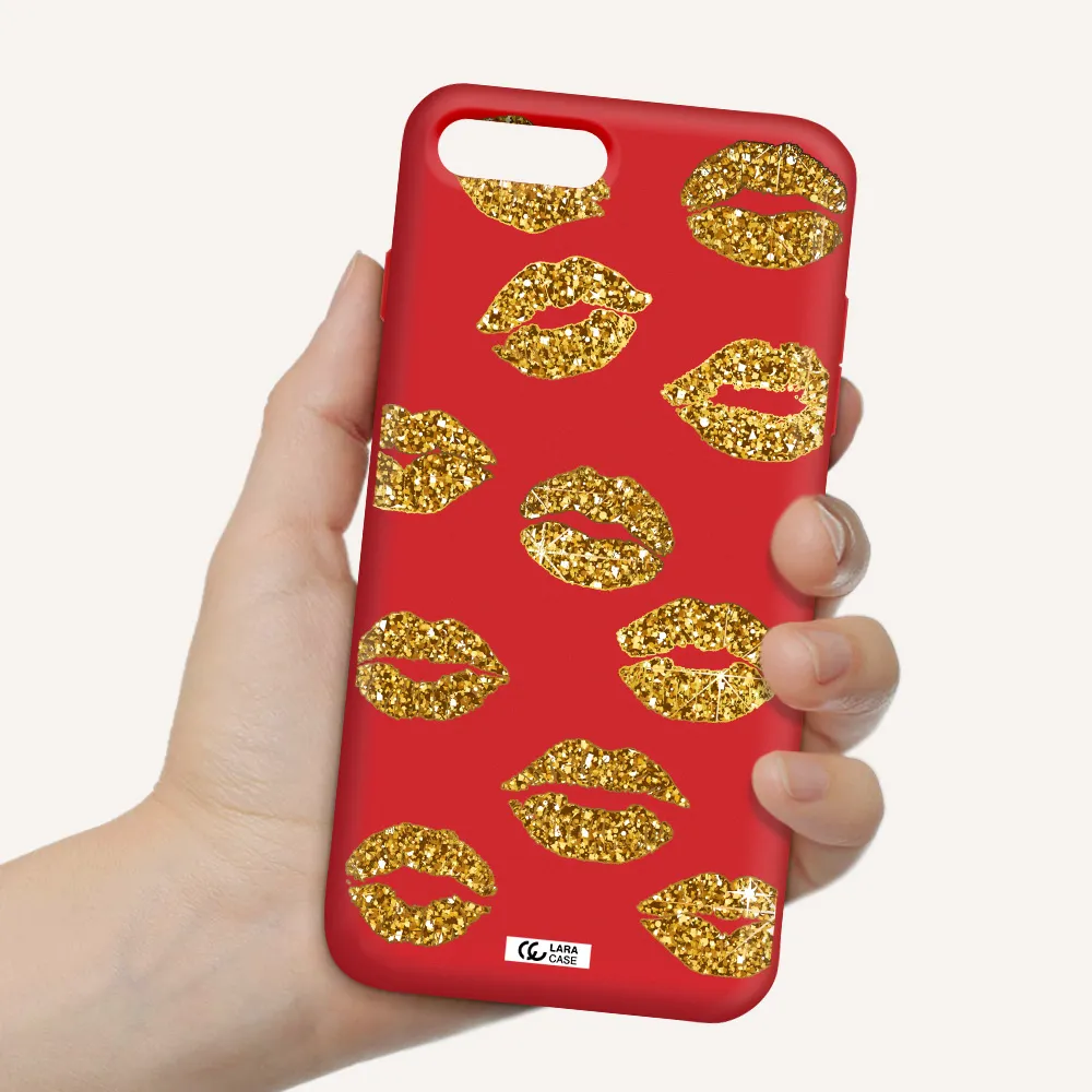 Glitter Lips Apple iPhone 7 plus Silicone Imperial Red Case