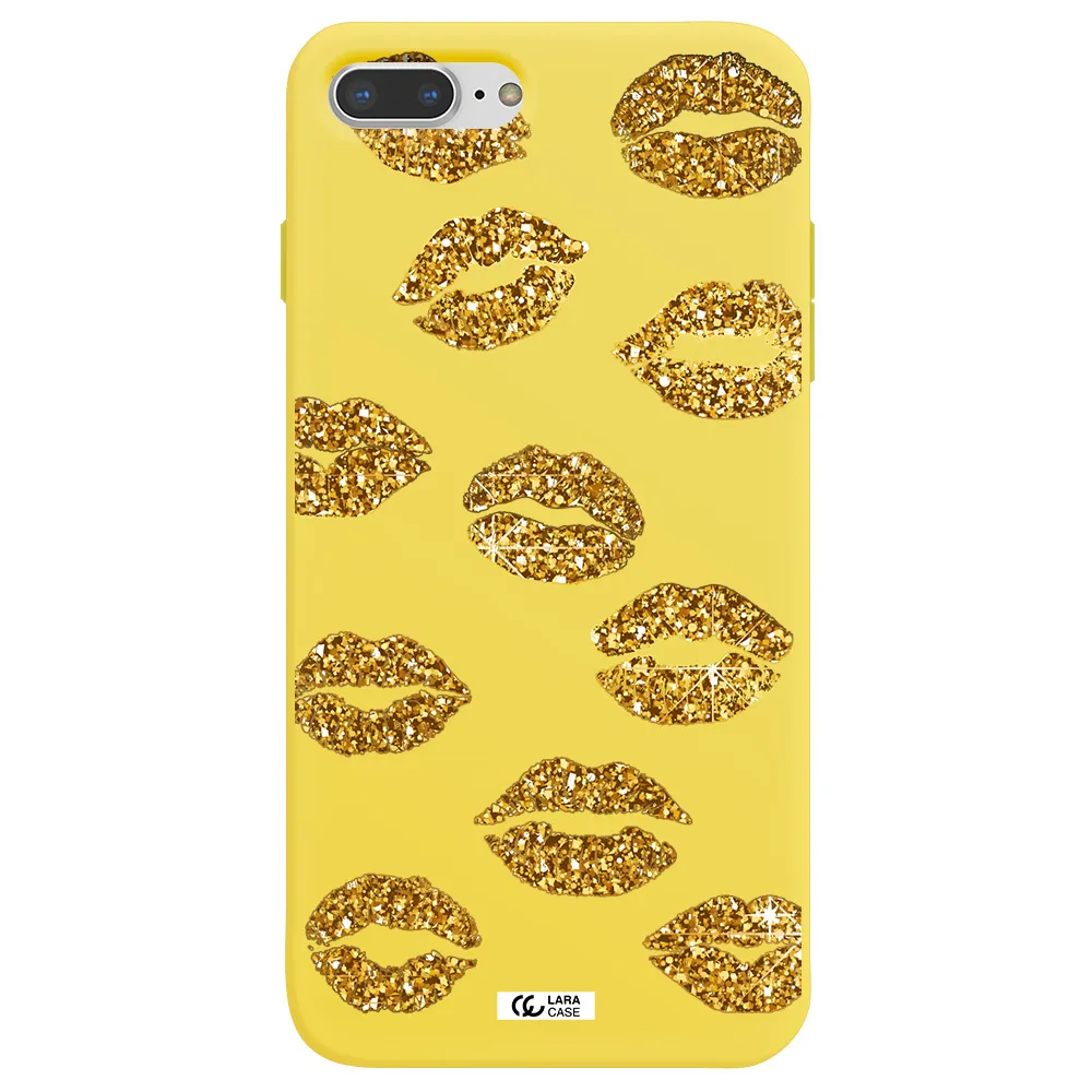 Glitter Lips Apple iPhone 8 plus Silicone canary yellow Case