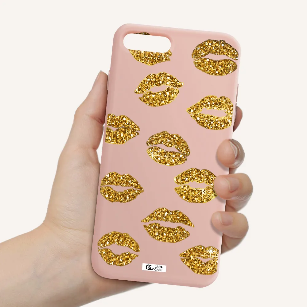 Glitter Lips Apple iPhone 8 plus Silicone pastel pink Case