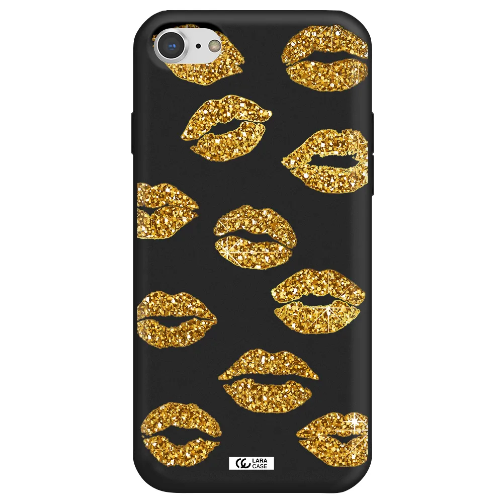 Glitter Lips Apple iPhone 8 Silicone black Case