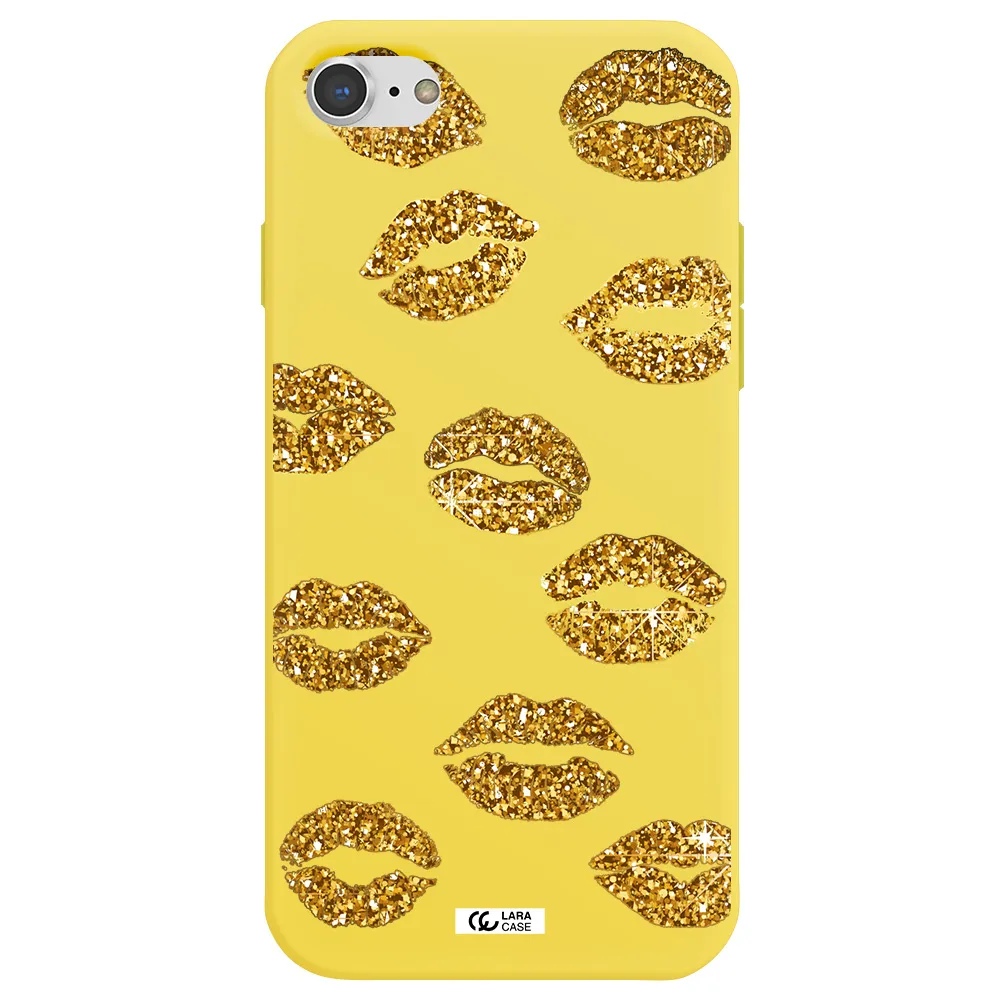 Glitter Lips Apple iPhone 8 Silicone canary yellow Case