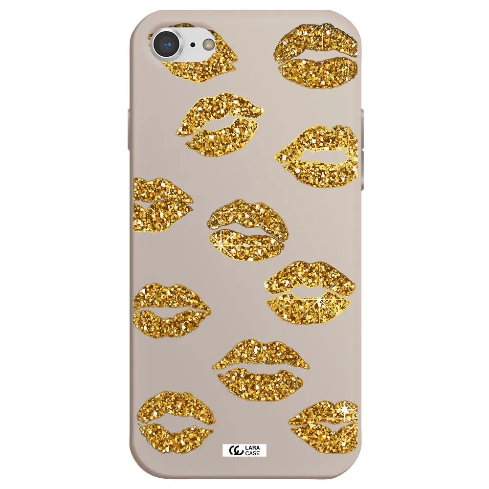Glitter Lips Apple iPhone 8 Silicone Stone Case