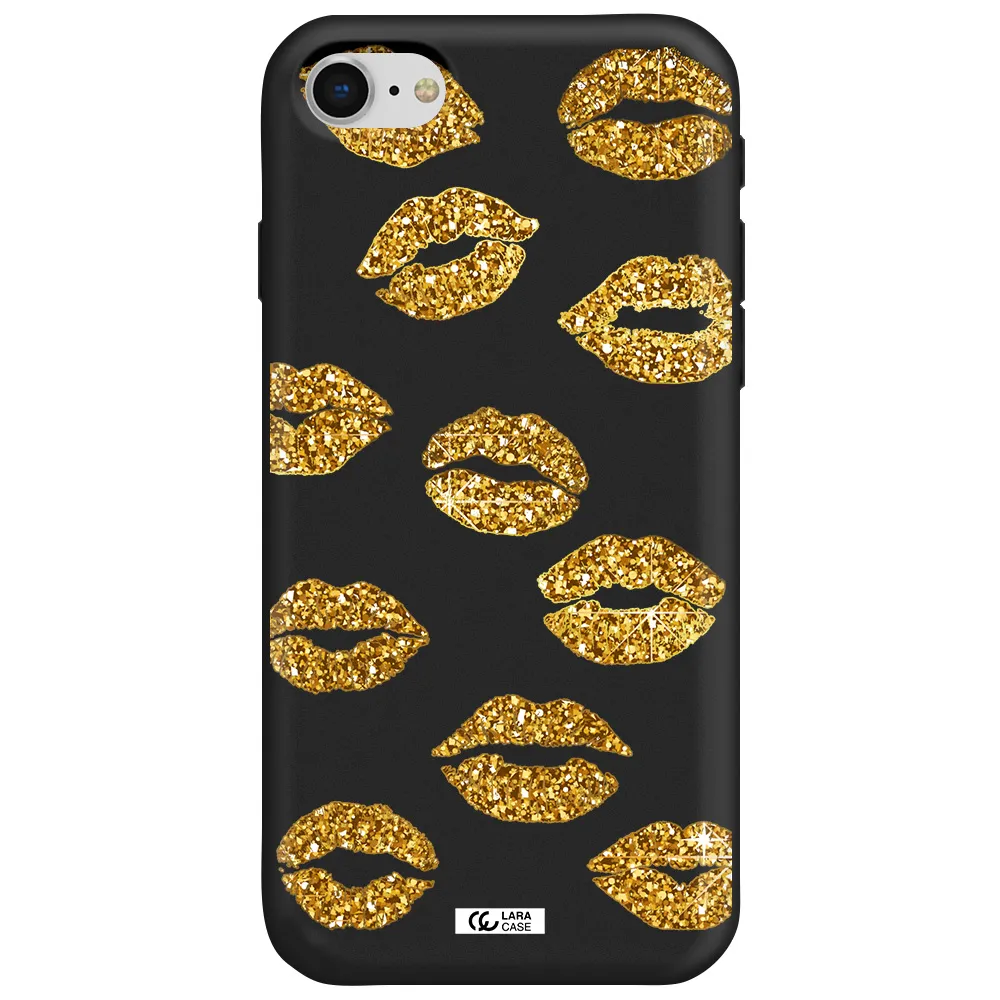 Glitter Lips Apple iPhone se 2020 Silicone black Case