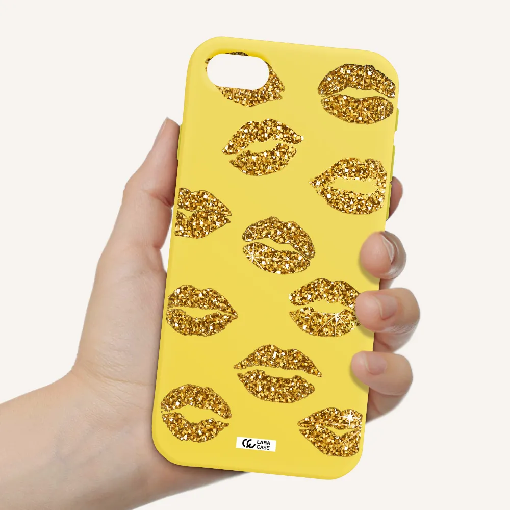 Glitter Lips Apple iPhone se 2020 Silicone canary yellow Case