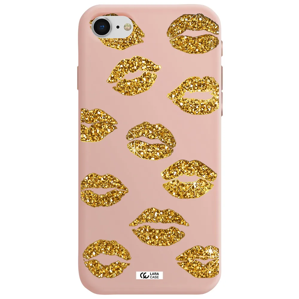 Glitter Lips Apple iPhone se 2020 Silicone pastel pink Case