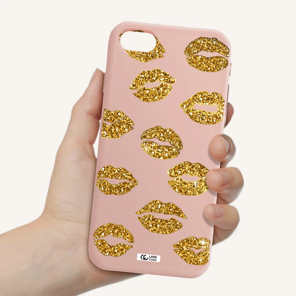 Glitter Lips Apple iPhone se 2020 Silicone pastel pink Case