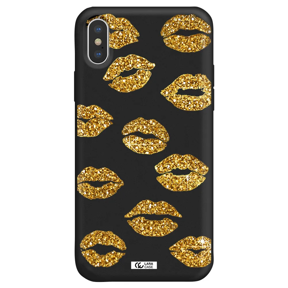 Glitter Lips Apple iPhone X Silicone black Case
