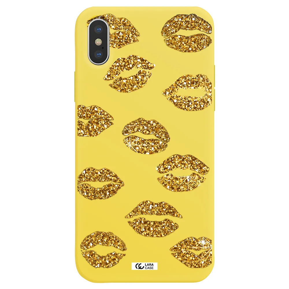 Glitter Lips Apple iPhone X Silicone canary yellow Case