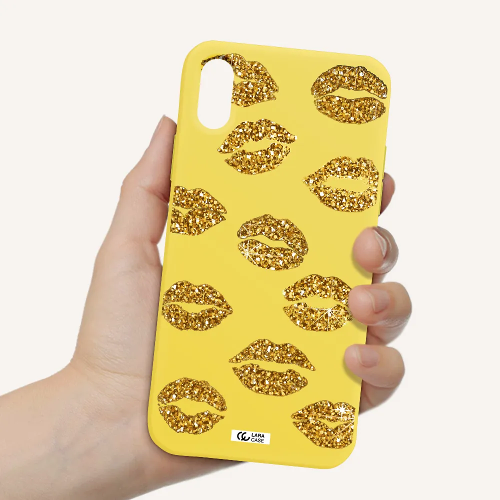 Glitter Lips Apple iPhone X Silicone canary yellow Case