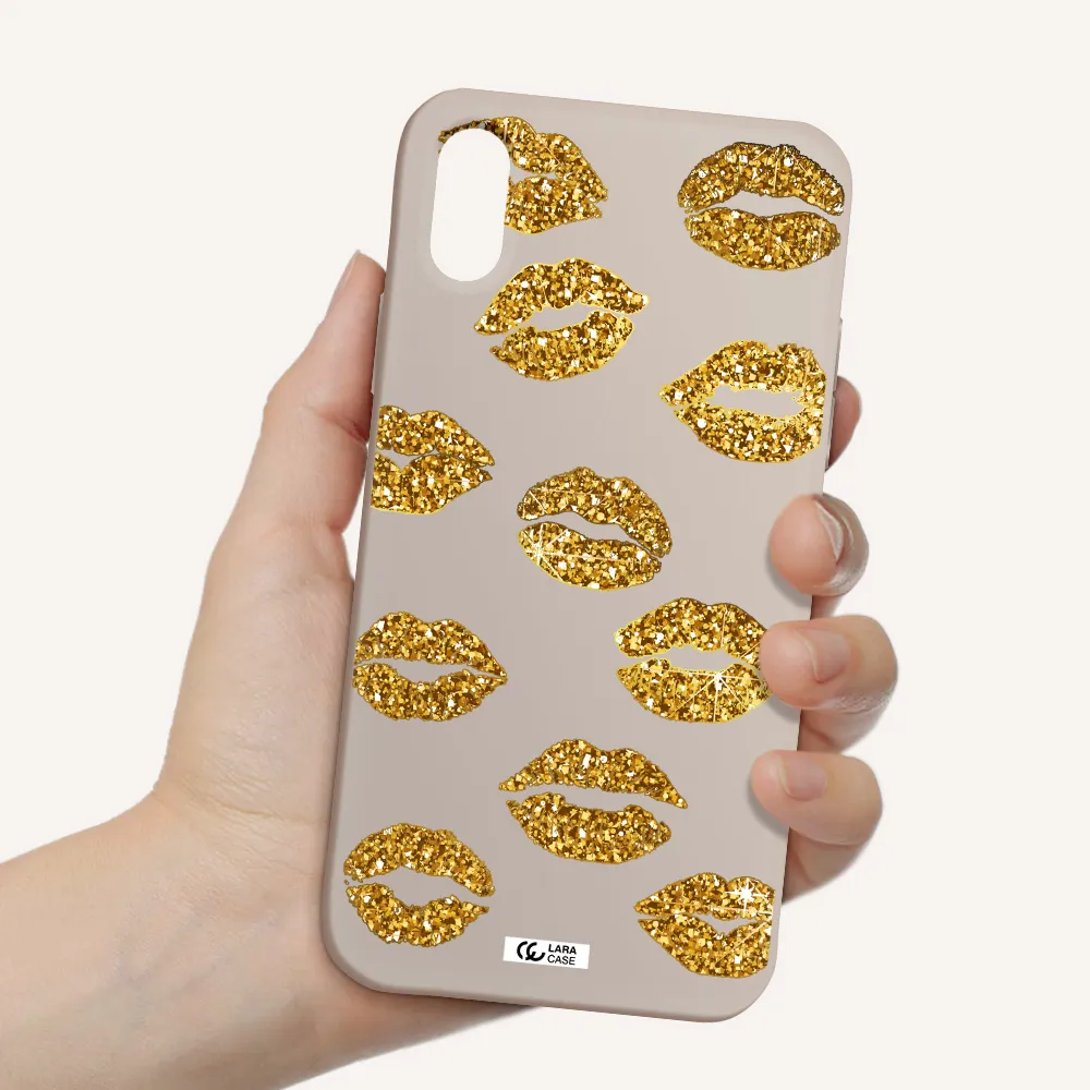 Glitter Lips Apple iPhone X Silicone Stone Case