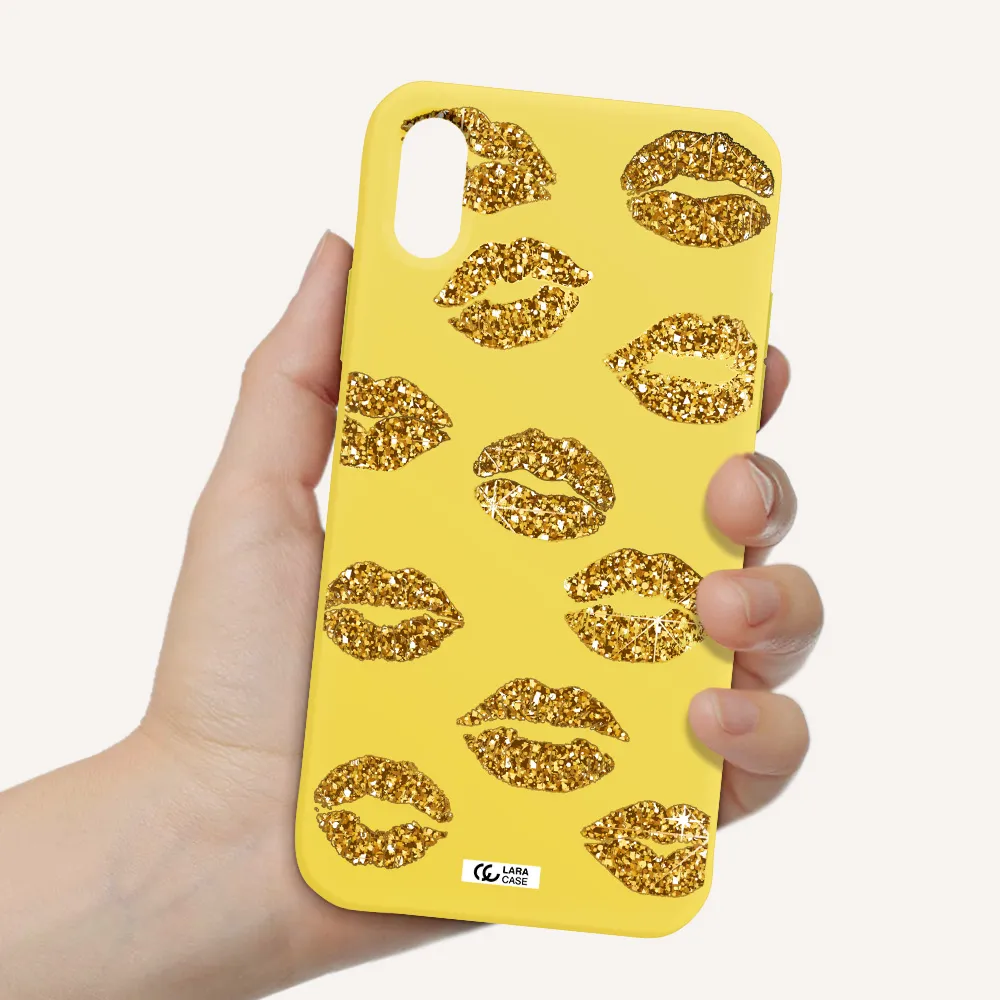 Glitter Lips Apple iPhone XS Silicone canary yellow Case