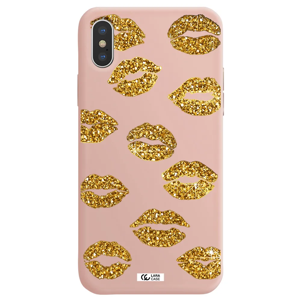 Glitter Lips Apple iPhone XS Silicone pastel pink Case