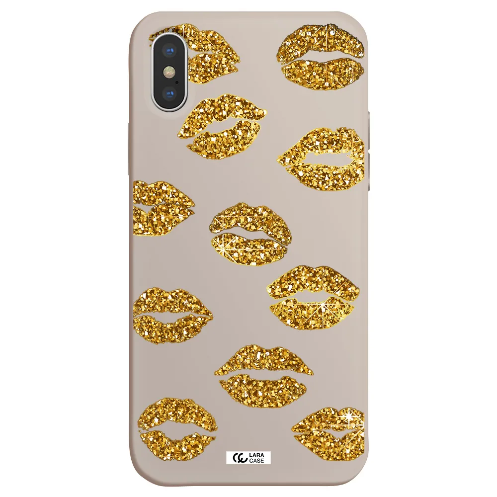 Glitter Lips Apple iPhone XS Silicone Stone Case