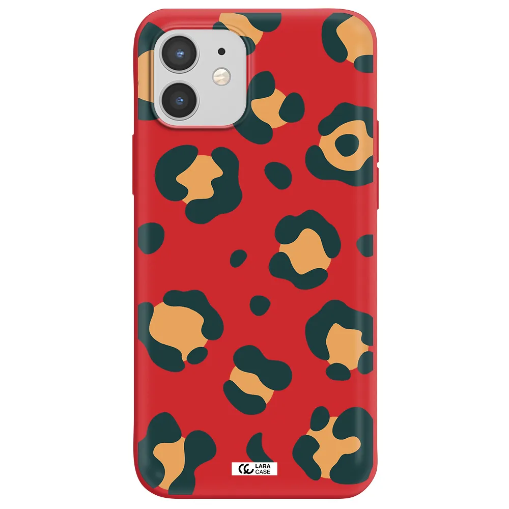 Toon Leopard Apple iPhone 12 Silicone Imperial Red Case