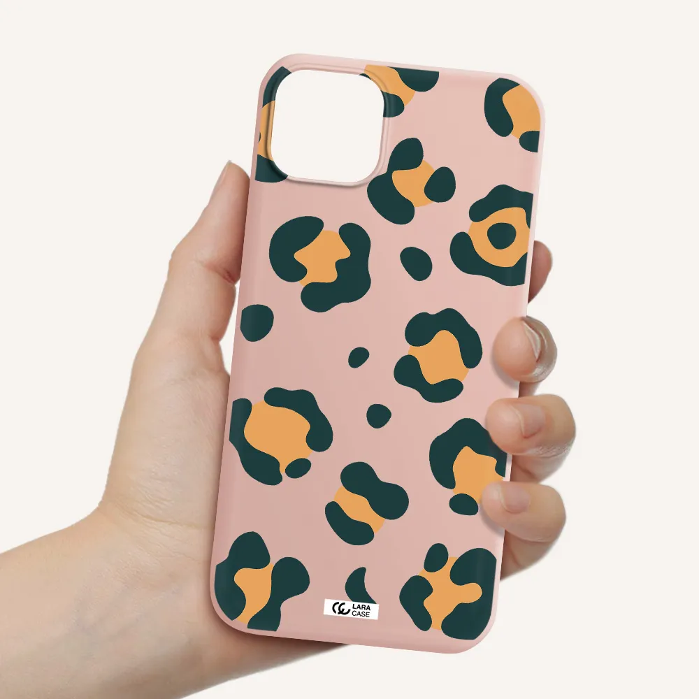 Toon Leopard Apple iPhone 14 plus Silicone pastel pink Case