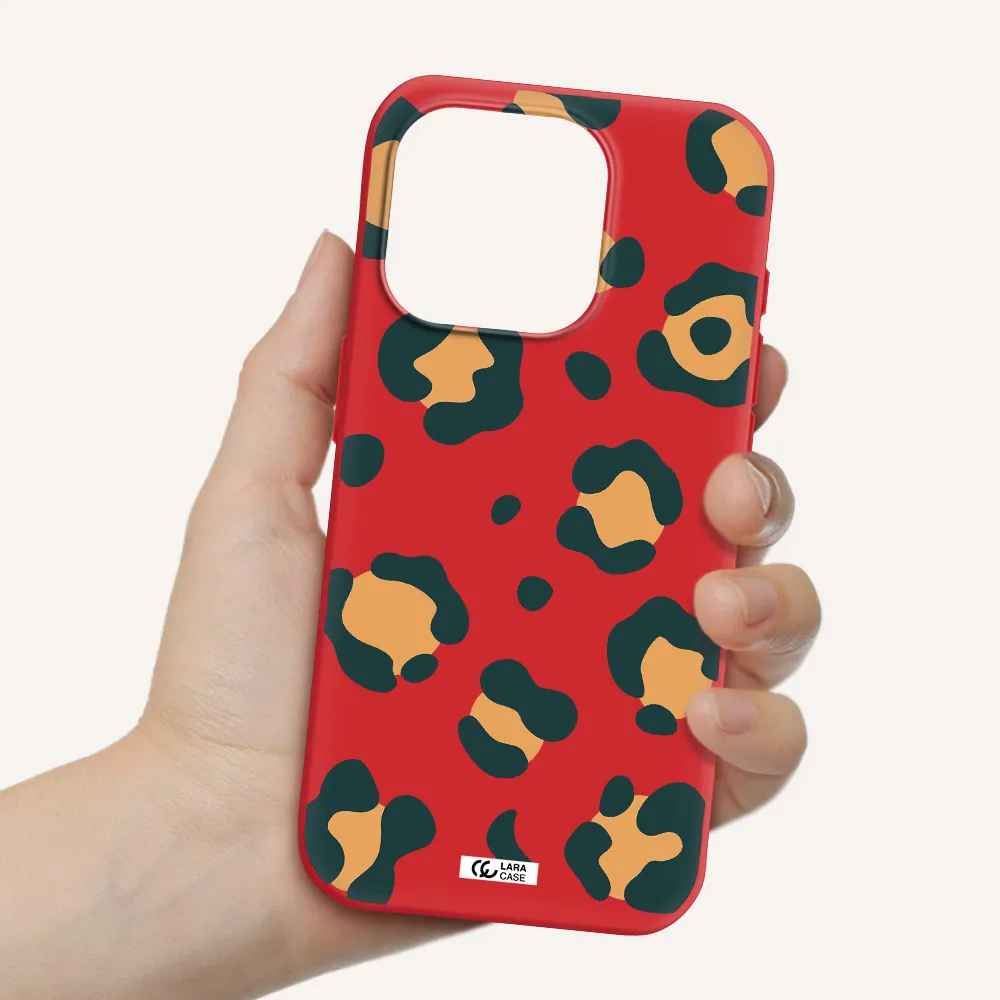 Toon Leopard Apple Iphone 15 Pro Silicone Imperial Red Case