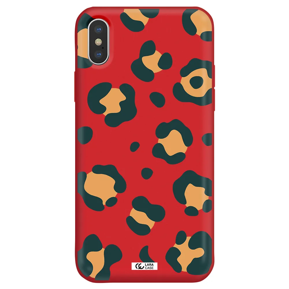 Toon Leopard Apple iPhone X Silicone Imperial Red Case