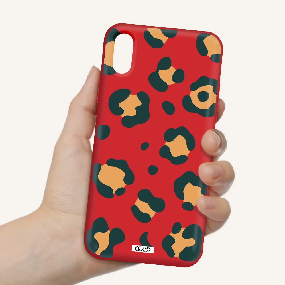 Toon Leopard Apple iPhone X Silicone Imperial Red Case