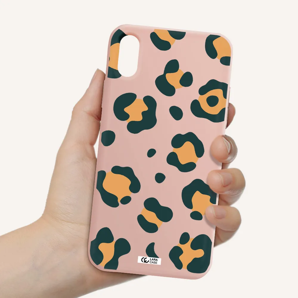 Toon Leopard Apple iPhone X Silicone pastel pink Case