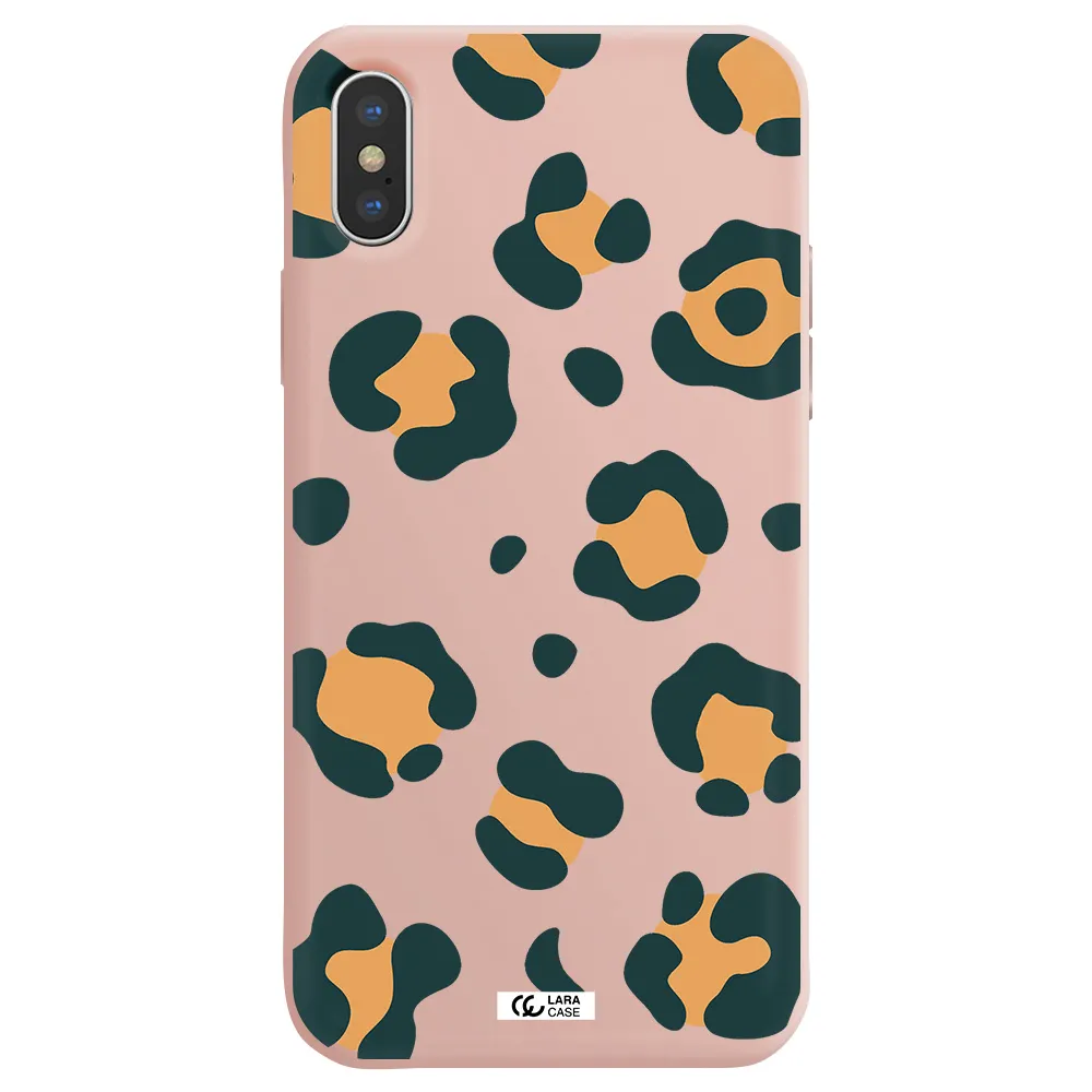 Toon Leopard Apple iPhone XS Silicone pastel pink Case
