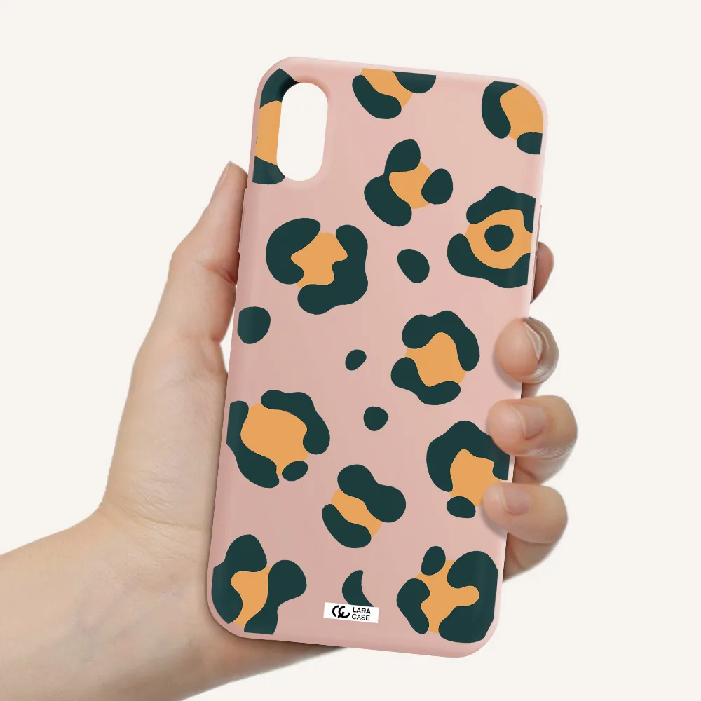 Toon Leopard Apple iPhone XS Silicone pastel pink Case