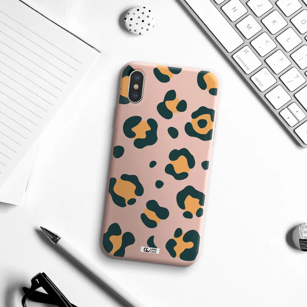 Toon Leopard Apple iPhone XS Silicone pastel pink Case