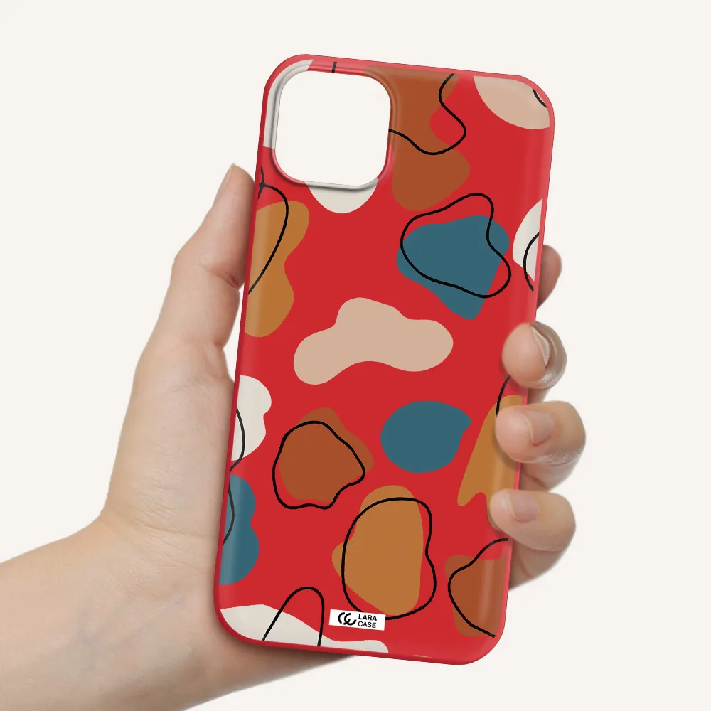 Boho Art Apple iPhone 14 plus Silicone Imperial Red Case